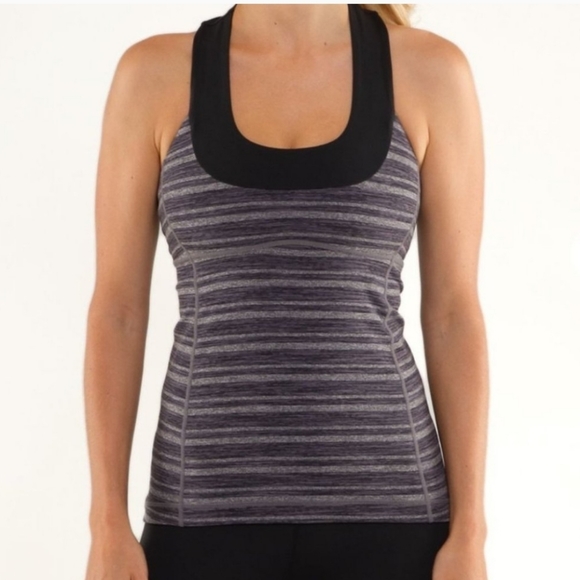 Lululemon Scoop Neck Tank size 4 gray & black - Picture 1 of 4